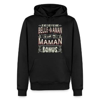 Belle-Maman Belle-Mère - Sweat à capuche Premium bio Homme - noir - Devant - Nico (187cm)