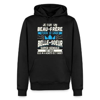 Beau-Frère Cadeau - Sweat à capuche Premium bio Homme - noir - Devant - Nico (187cm)