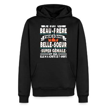 Beau-Frère Cadeau - Sweat à capuche Premium bio Homme - noir - Devant - Nico (187cm)