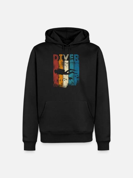 Nurkowanie Nurkowanie Nurek Vintage Retro - Ekologiczna męska bluza z kapturem Premium - czarny