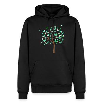 Schmetterling Baum mit Schmettetlingen - Männer Premium Bio Hoodie - Schwarz - Vorne - Nico (187cm)