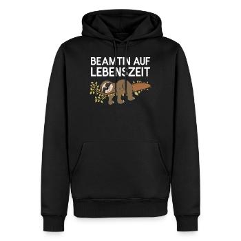 Faultier Beamtin auf Lebenszeit Faultierspruch - Männer Premium Bio Hoodie - Schwarz - Vorne - Nico (187cm)