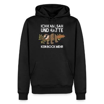Faultier Kam Sah Kein Bock Fauler Faultierspruch - Männer Premium Bio Hoodie - Schwarz - Vorne - Nico (187cm)