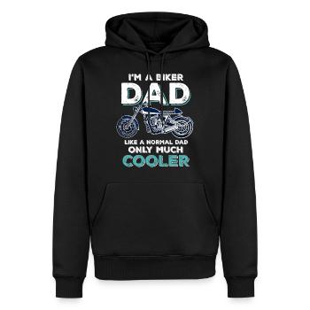 Biker Dad- Motorcycling Saying Papa cool father - Men’s Premium Organic Hoodie - black - Front - Nico (187cm)