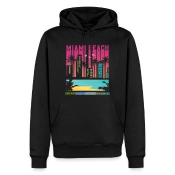 Miami Beach Skyline - Vue sur la plage de La Floride - Sweat à capuche Premium bio Homme - noir - Devant - Nico (187cm)
