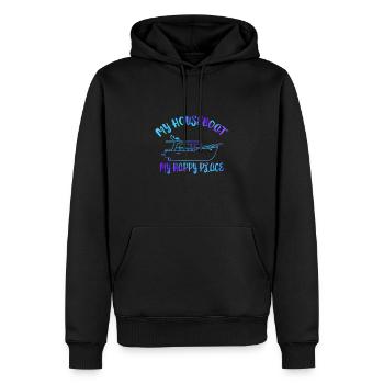 Mein Hausboot Happy Place, Lake Life Shirt, - Männer Premium Bio Hoodie - Schwarz - Vorne - Nico (187cm)