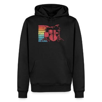 Schlagzeug Schlagzeuger Retro - Männer Premium Bio Hoodie - Schwarz - Vorne - Nico (187cm)