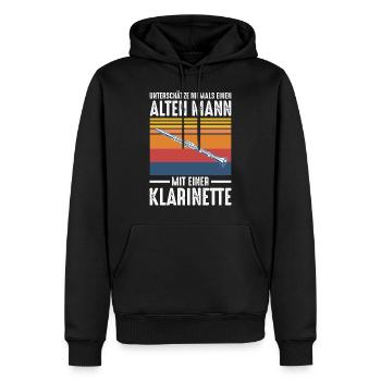 Klarinette Mann Retro Vintage - Männer Premium Bio Hoodie - Schwarz - Vorne - Nico (187cm)