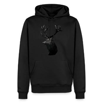 Chasseur de cerf Chasse Cerf Hunting motif de chasse - Sweat à capuche Premium bio Homme - noir - Devant - Nico (187cm)