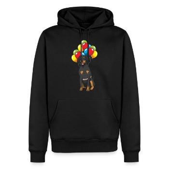 Chien de craquage incendiaire avec ballons - Sweat à capuche Premium bio Homme - noir - Devant - Nico (187cm)