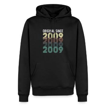 Vintage Original Since 2009 Anniversaire Année de naissance - Sweat à capuche Premium bio Homme - noir - Devant - Nico (187cm)