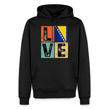 I Love Bosnia Flagge für bosnischen Stolz - Männer Premium Bio Hoodie - Schwarz - Vorne - Nico (187cm)