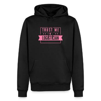 Vertrau mir ich bin Logistiker Logistikerin - Männer Premium Bio Hoodie - Schwarz - Vorne - Nico (187cm)