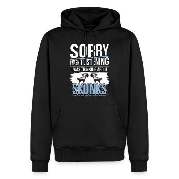 Putois I Ce que thinking About Skunks - Sweat à capuche Premium bio Homme - noir - Devant - Nico (187cm)