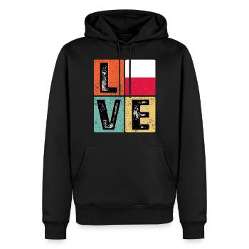 I Love Poland drapeau pour la fierté polonaise - Sweat à capuche Premium bio Homme - noir - Devant - Nico (187cm)