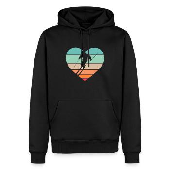 Ski Fahren Ski Fahrer Ski Wintersportler Herz - Männer Premium Bio Hoodie - Schwarz - Vorne - Nico (187cm)