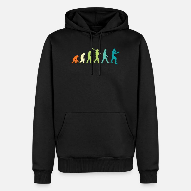 Boxen Boxer Retro Evolution - Männer Premium Bio Hoodie - Schwarz