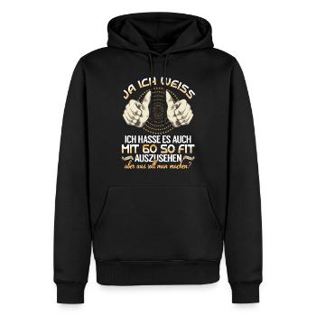 60. Geburtstag 60 Jahre Geburtstag Geschenkidee - Männer Premium Bio Hoodie - Schwarz - Vorne - Nico (187cm)