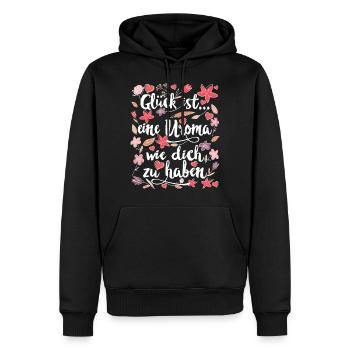 Uroma - Männer Premium Bio Hoodie - Schwarz - Vorne - Nico (187cm)
