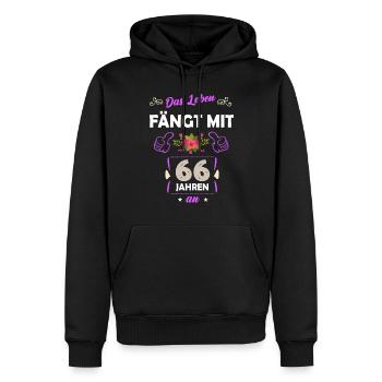 66. Geburtstag Geschenk 66 Jahre Spruch - Männer Premium Bio Hoodie - Schwarz - Vorne - Nico (187cm)