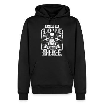 Motorrad Tshirt Biker Kutte Moped Bobber MC Racer - Männer Premium Bio Hoodie - Schwarz - Vorne - Nico (187cm)