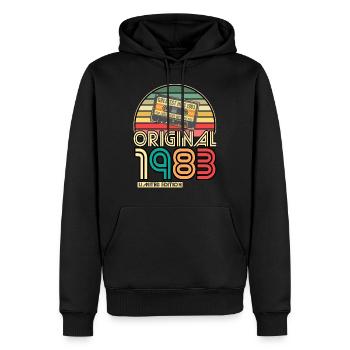 Cassette Tape Retro Vintage 1983 geboren Jahr 1983 - Männer Premium Bio Hoodie - Schwarz - Vorne - Nico (187cm)