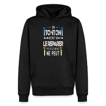 Si tonton ne peut pas le réparer - cadeau tonton - Sweat à capuche Premium bio Homme - noir - Devant - Nico (187cm)