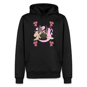French Bulldog Frenchie Heart Design - Men’s Premium Organic Hoodie - black - Front - Nico (187cm)