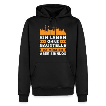 Bauleiter Geschenkidee Baustelle Geschenk - Männer Premium Bio Hoodie - Schwarz - Vorne - Nico (187cm)