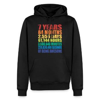 Drôle de cadeau de 7e anniversaire, âge de 7 ans - Sweat à capuche Premium bio Homme - noir - Devant - Nico (187cm)