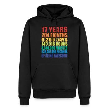 Lustiges Geschenk zum 17. Geburtstag, Alter 17 Jahre alt - Männer Premium Bio Hoodie - Schwarz - Vorne - Nico (187cm)