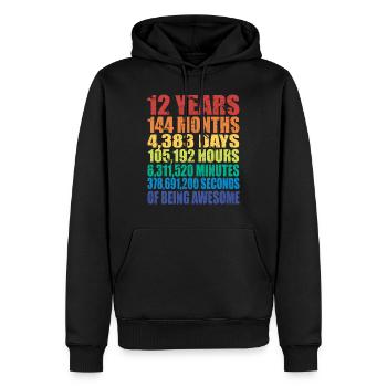 Lustiges Geschenk zum 12. Geburtstag, Alter 12 Jahre alt - Männer Premium Bio Hoodie - Schwarz - Vorne - Nico (187cm)