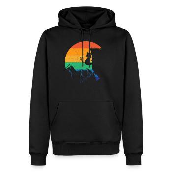 Rock Climbing Climber Cat Retro - Sweat à capuche Premium bio Homme - noir - Devant - Nico (187cm)