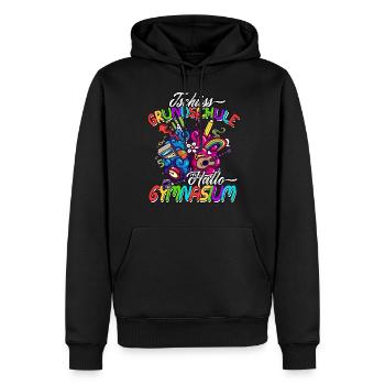 Tschüss Grundschule Hallo Gymnasium Geschenkidee - Männer Premium Bio Hoodie - Schwarz - Vorne - Nico (187cm)