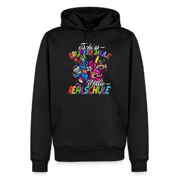 Tschüss Grundschule Hallo Realschule Geschenkidee - Männer Premium Bio Hoodie - Schwarz - Vorne - Nico (187cm)