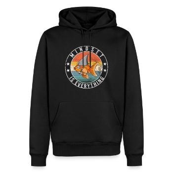 Mindset ist alles Goldfisch, motivierend - Männer Premium Bio Hoodie - Schwarz - Vorne - Nico (187cm)