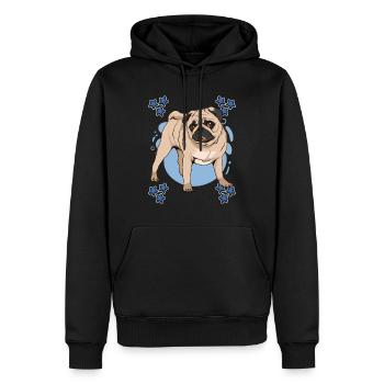 Mops Pug Blue Design - Sweat à capuche Premium bio Homme - noir - Devant - Nico (187cm)