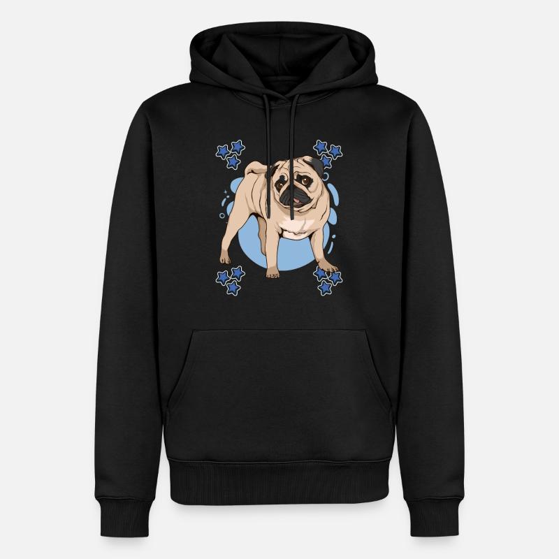 Mops Pug Blue Design - Sweat à capuche Premium bio Homme - noir