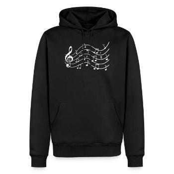 Clé de bas de la note - Sweat à capuche Premium bio Homme - noir - Devant - Nico (187cm)