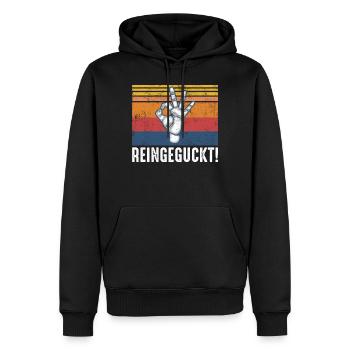 Reingeguckt! Lustiges Geschenk - Männer Premium Bio Hoodie - Schwarz - Vorne - Nico (187cm)