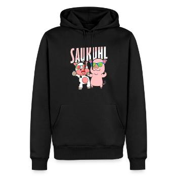 Kuh Schwein Sau Spruch Kinder - Männer Premium Bio Hoodie - Schwarz - Vorne - Nico (187cm)
