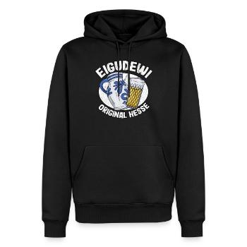 Eigudewi Ebbelwoi Spruch Lustig Äppler Apfelwein - Männer Premium Bio Hoodie - Schwarz - Vorne - Nico (187cm)