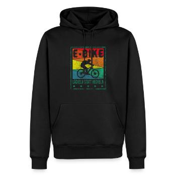 ebike Lächeln statt Hecheln lustiger Ebike Spruch - Männer Premium Bio Hoodie - Schwarz - Vorne - Nico (187cm)