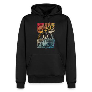 Landwirt 18.Geburtstag Landwirtschaft Hof - Männer Premium Bio Hoodie - Schwarz - Vorne - Nico (187cm)