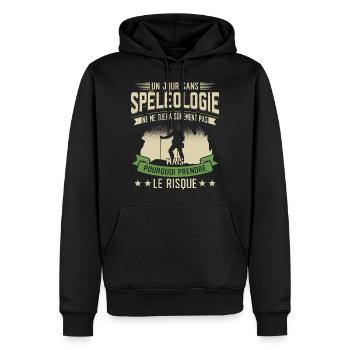 Spéléologie Humour Spéléologue - Sweat à capuche Premium bio Homme - noir - Devant - Nico (187cm)