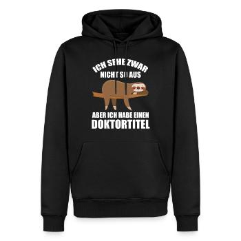 FaultierDoktorinDoktorandPromotion Doktortitel - Männer Premium Bio Hoodie - Schwarz - Vorne - Nico (187cm)