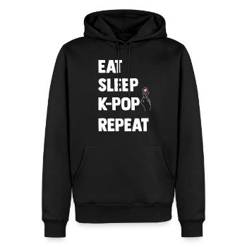 K-Pop - Sweat à capuche Premium bio Homme - noir - Devant - Nico (187cm)