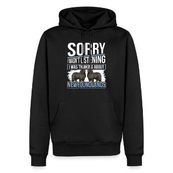 Terre-Neuve I Quoi Thinking About Newfoundlands - Sweat à capuche Premium bio Homme - noir - Devant - Nico (187cm)