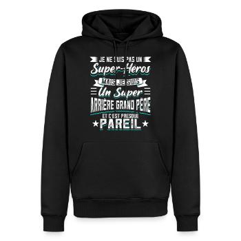 Arrière-grand-père Humour - Sweat à capuche Premium bio Homme - noir - Devant - Nico (187cm)