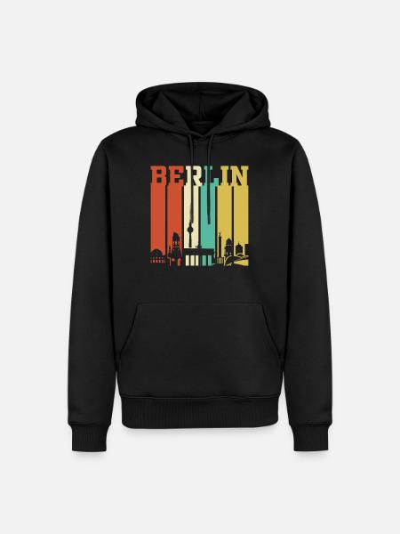 Berlin Berliner Retro Geschenk - Männer Premium Bio Hoodie - Schwarz